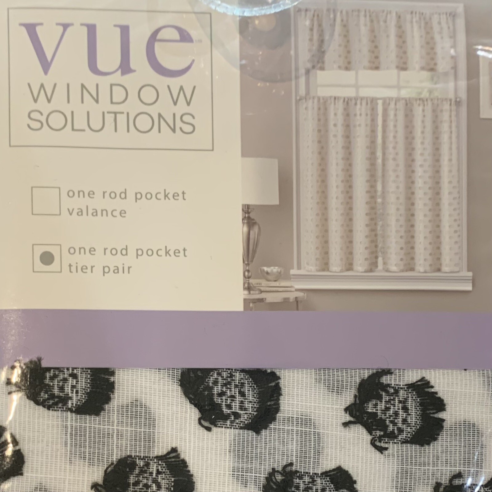 Vue Window Solutions Modo Window Curtain Tier Pair 26×45 in. Rod Pocket 1.5 in.