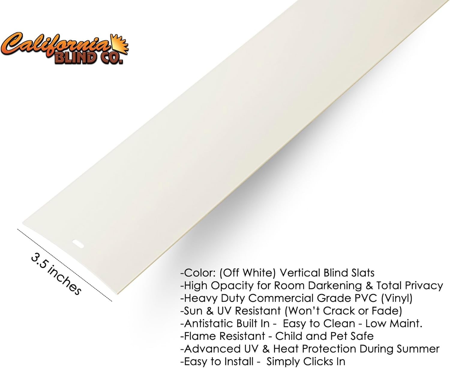 Vertical Blinds Replacement Slats Heavy Duty PVC Smooth Curved (Off White) You