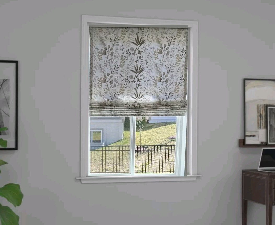Lafayette Interior Designs Flat Fold Embroidery Cordless Roman Shade – Set Of 4