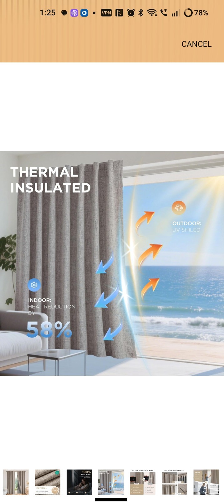 Joydeco Blackout Linen Curtains, 52″W x 96″L, Set of 2 — Thermal insulated