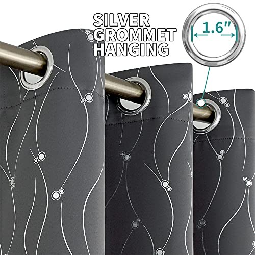 Blackout Curtains 60 Inches Wide for 60″W x 84″L (Pack of 2) Dot-dark Grey