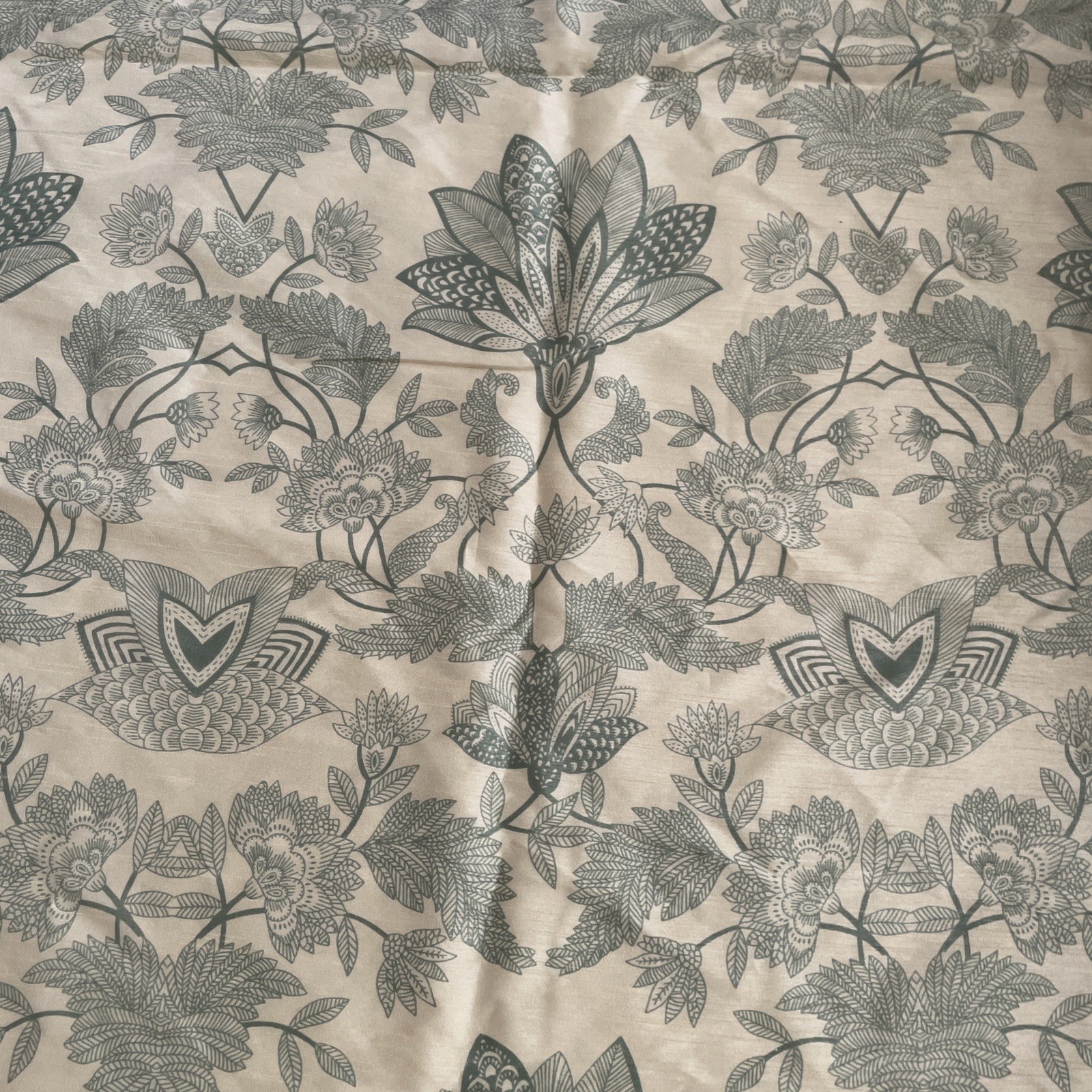 Pier 1 Imports Curtain Panels 2 Green Clara Dove Fabric Floral Motif Back Tabs