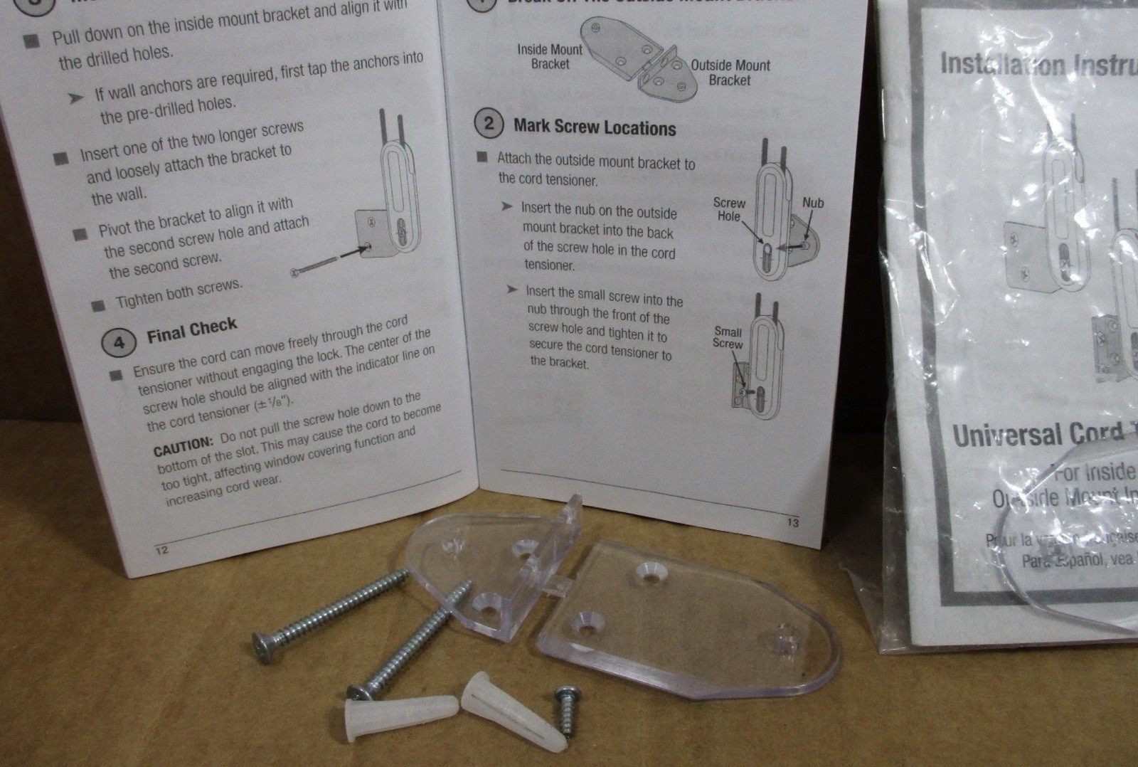 2 Sets Hunter Douglas Universal Cord Tensions Mounting Bracket Inside Or Outside