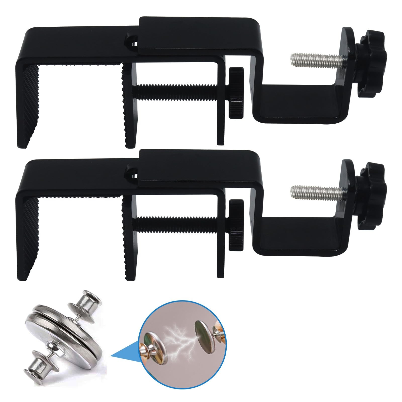 2 Pcs Black Outside Mounted Blinds Curtain Rod Brackets