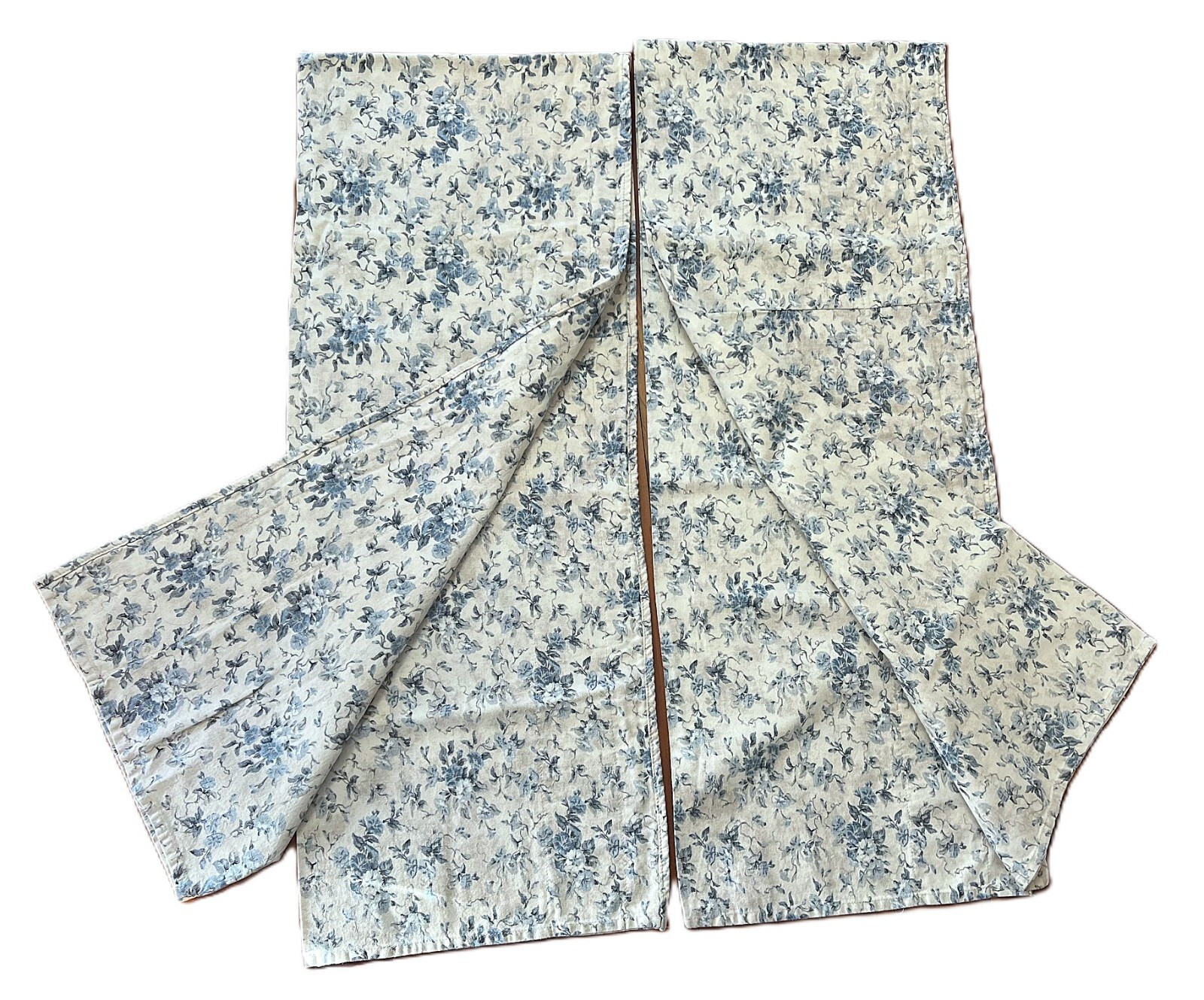 WAVERLY 2 Valances Fairhaven Fairfield Chambray Blue Morning Glories 74″ Long