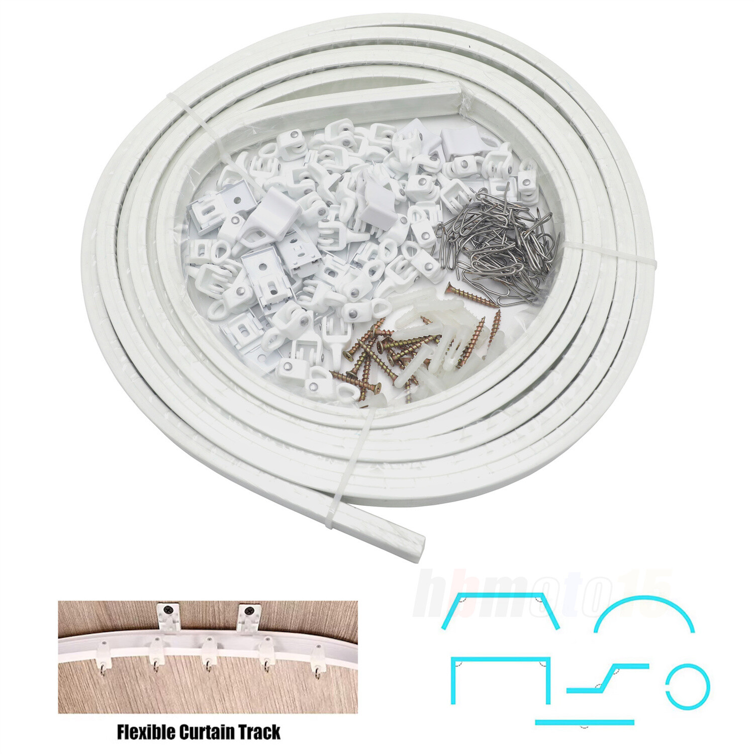 16.4Ft White Flexible Curtain Track DIY Art Decoration Nailed to the Ceiling