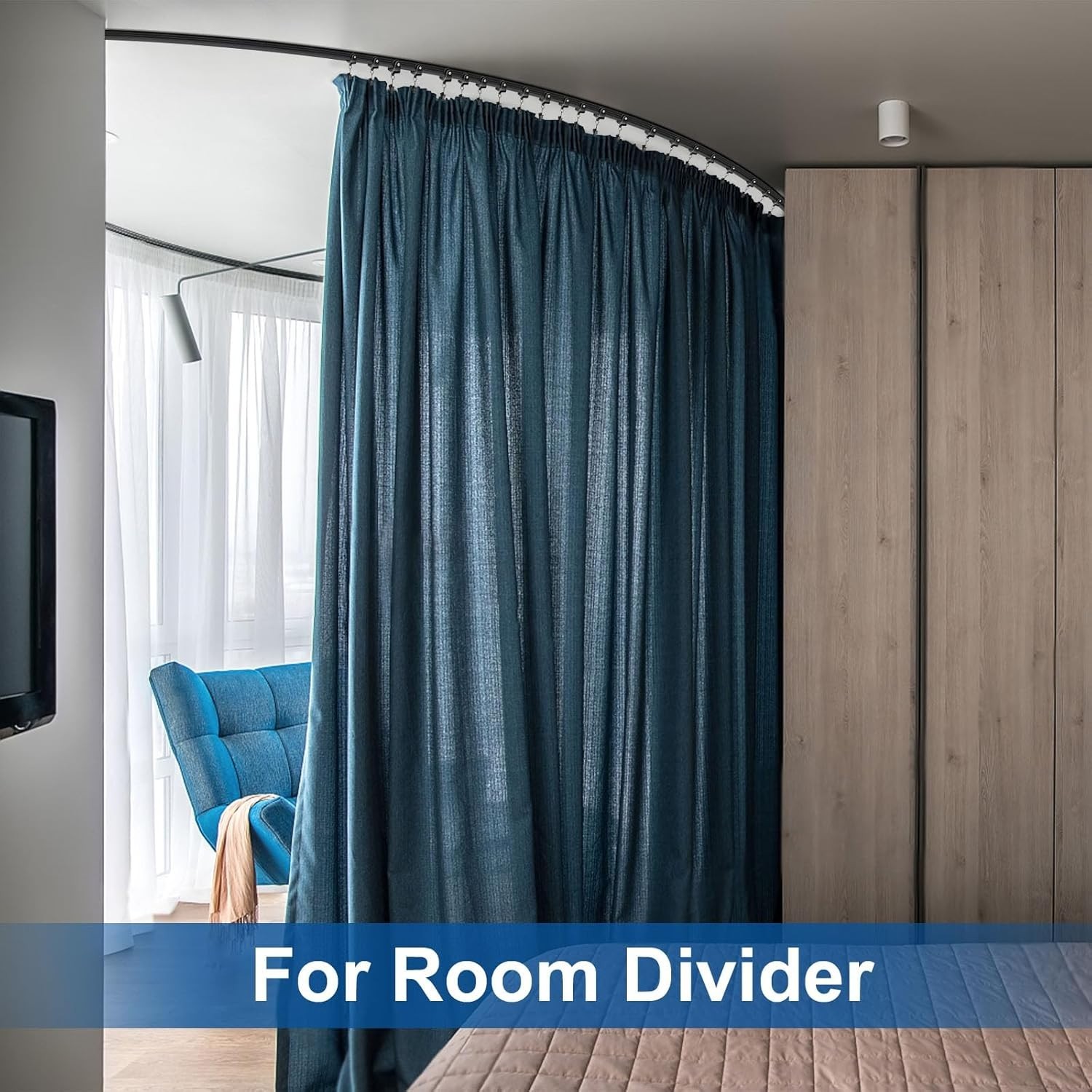 Customizable 12 Ft Black Curtain Track System for Easy Install & Elegant Privacy
