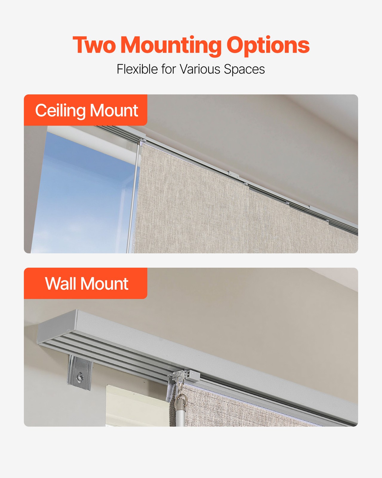VEVOR Panel Track Blinds Extendable Track from 45.8 in to 86 in W Trimmable