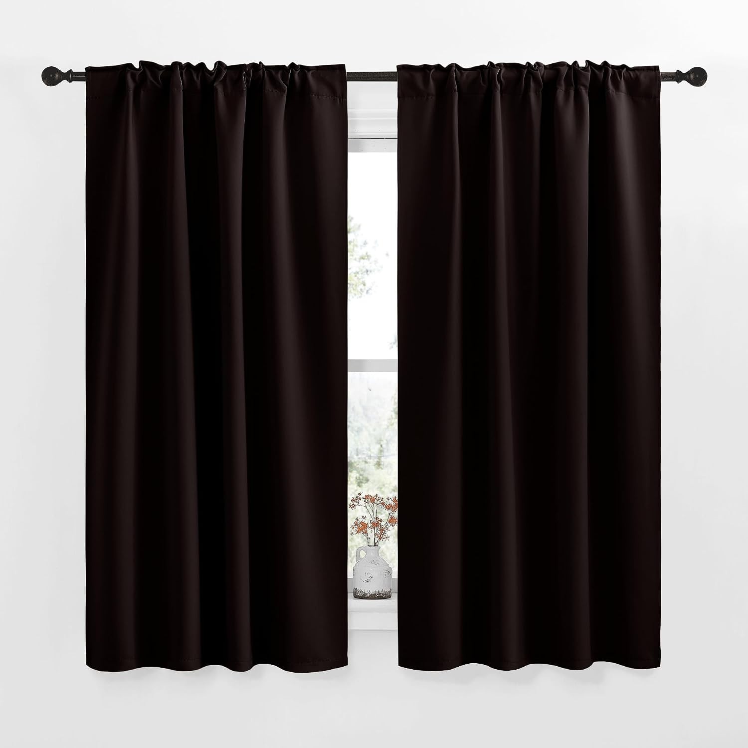 Toffee Brown Blackout Window Curtains Set of 2 – 34×48 Inch for Ultimate Privacy