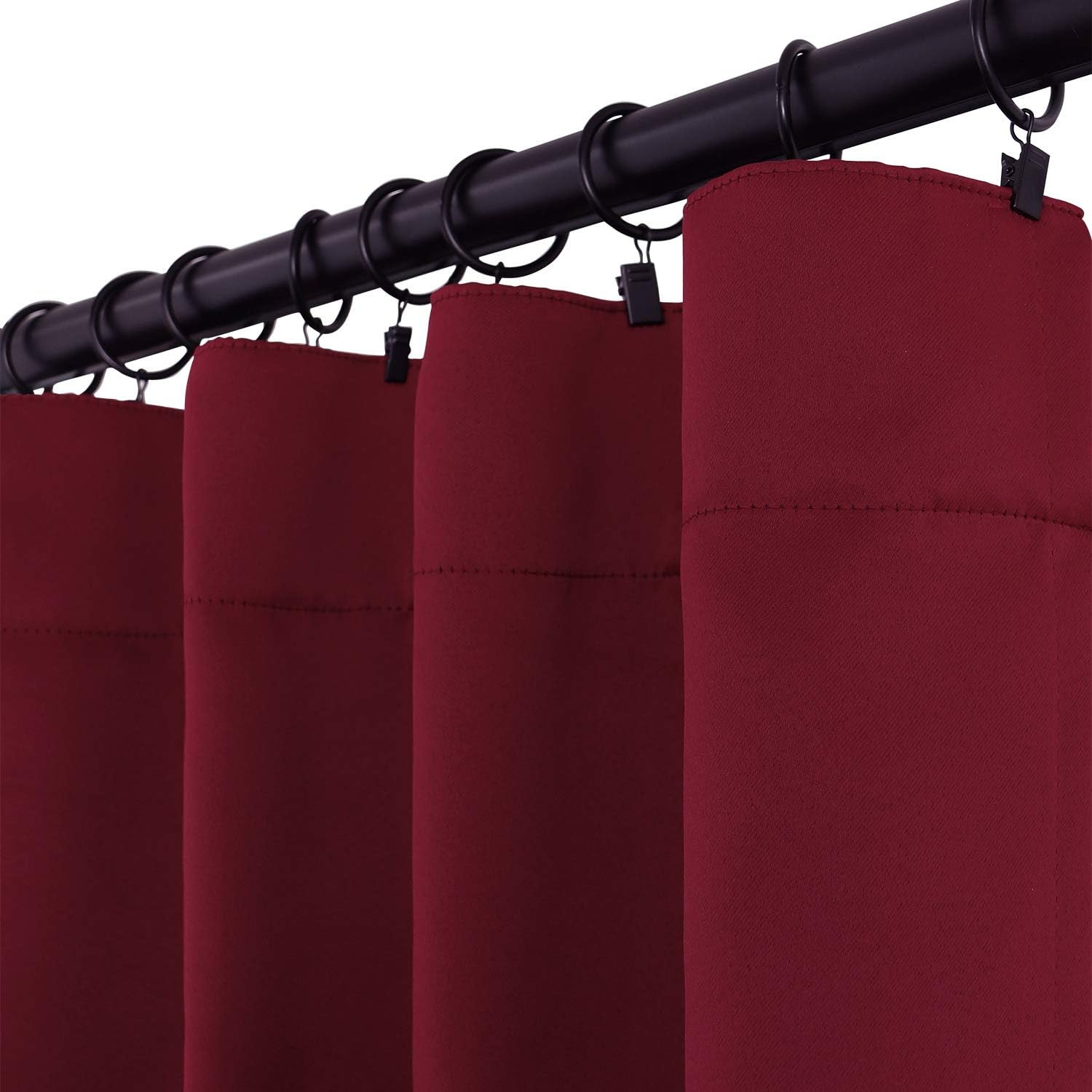 Christmas Red Blackout Curtains 63 Inch Length – Rod Pocket and Back Tab Thermal