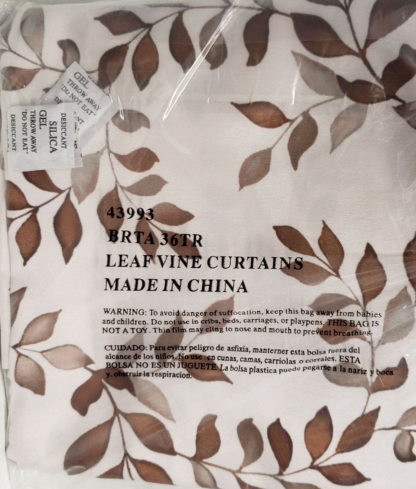 Set of 2 Printed Kitchen Tiers (29″ x 36″) (no Swag Valance) BROWN LEAVES, CE
