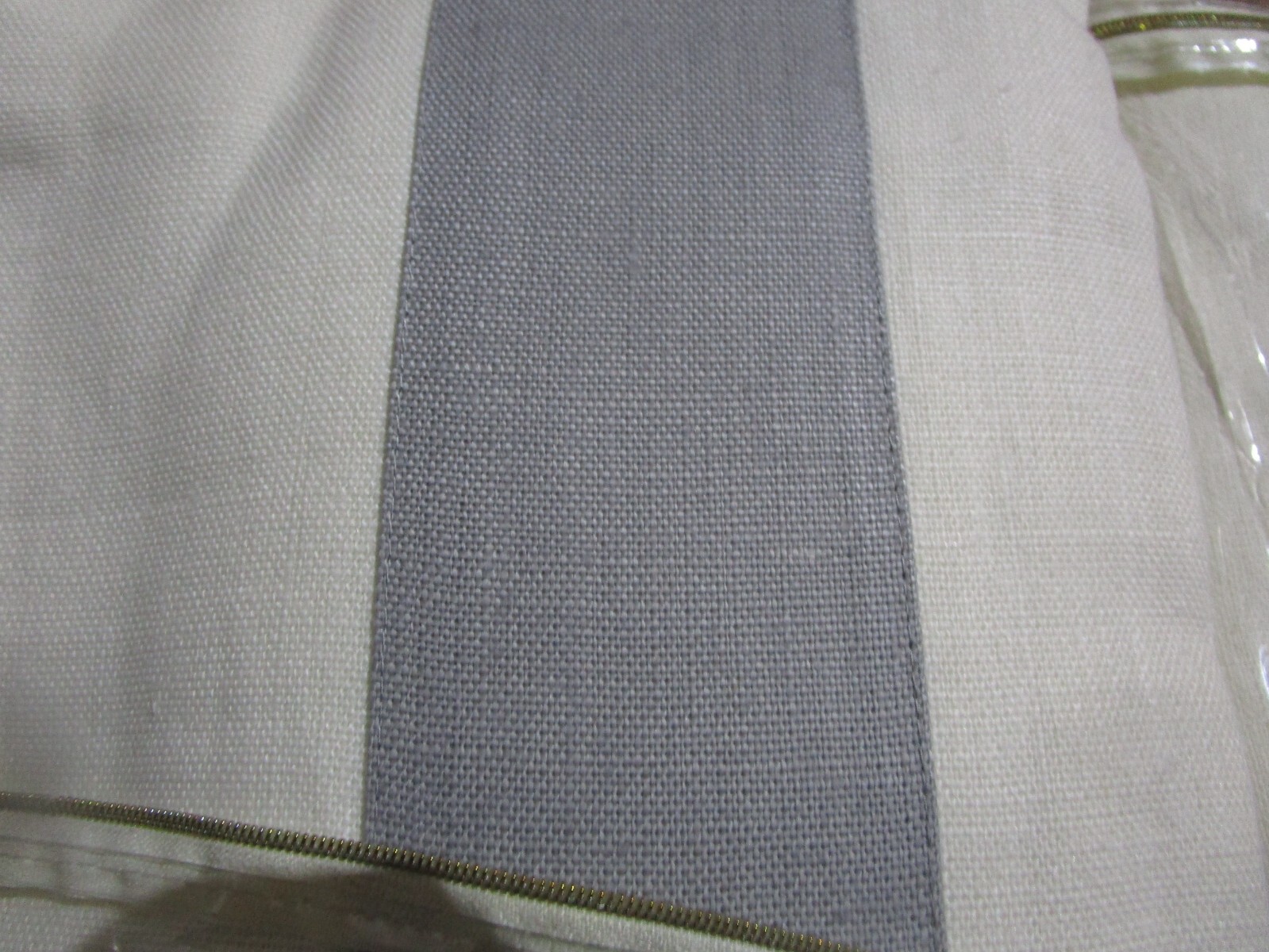 2 Williams Sonoma stripe edge border linen drapes panels 50 124 smoke New