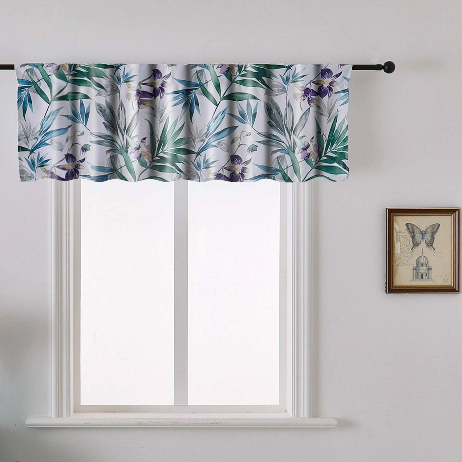 Colorful Floral Flowers & Leaves 52″x18″ Window Valance, Vivid Colors Modern-NEW