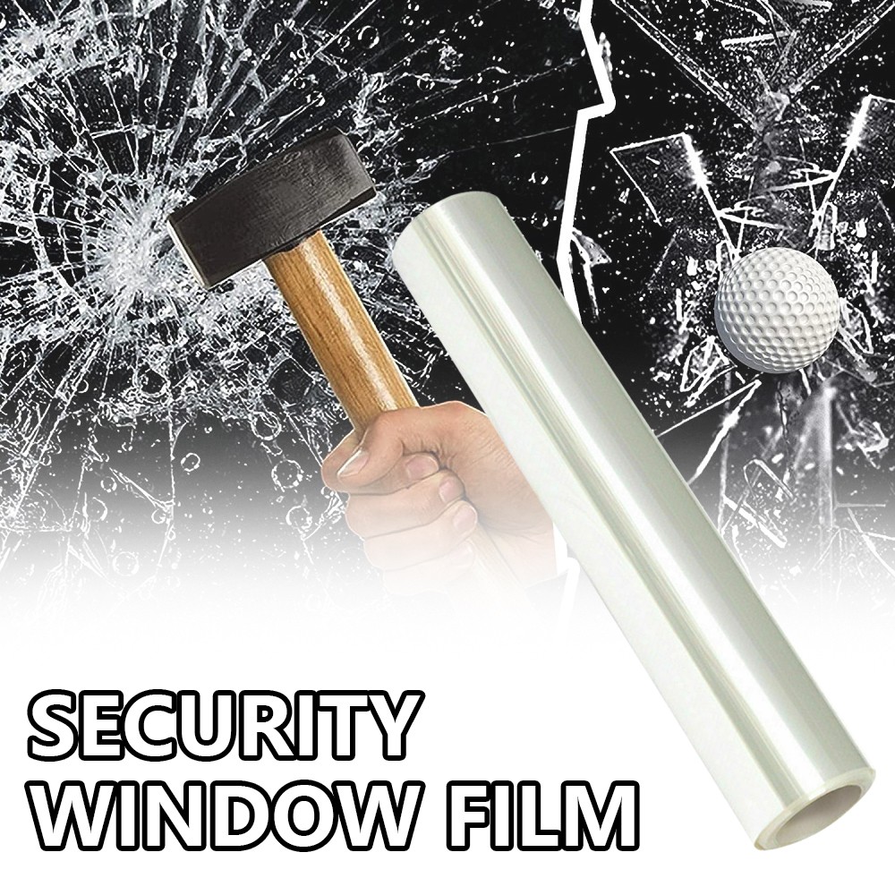 24in x 3.3ft Clear Security Window Film Self-Adhesive Glass Shatterproof 4 Mil