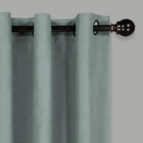 Martina Blue Solid Polyester 40 in. W x 108 in. L 100% Blackout Curtain Grommet