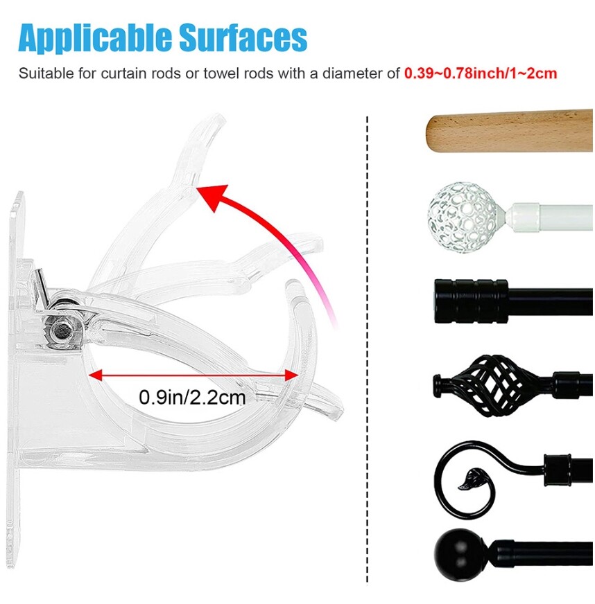 2-8pcs Curtain Rod Brackets Self Adhesive Nail Free Bathroom Kitchen Holder Hook
