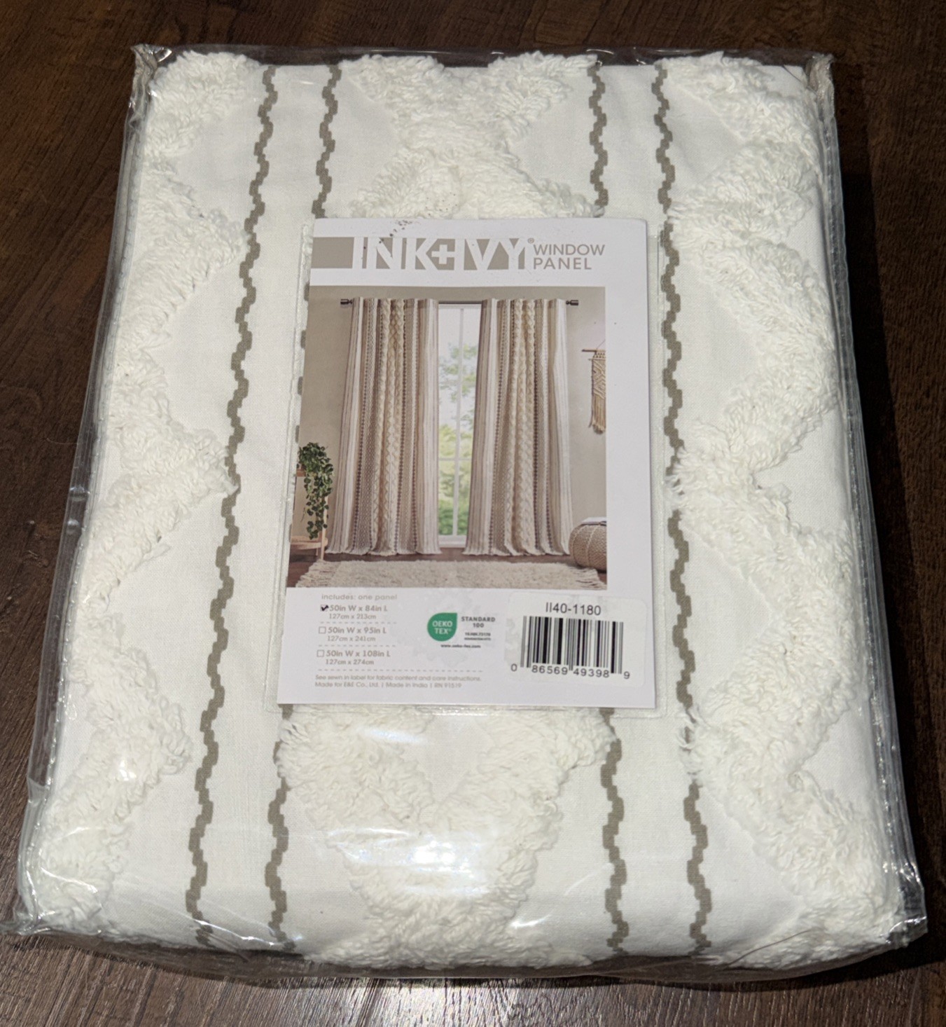 INK+IVY Imani 100% Cotton Single Panel Curtain Chenille 50″ x 84″ New In Pkg