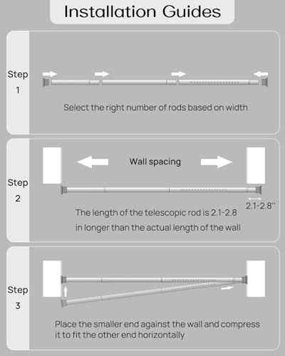 Tension Curtain Rod by ,42-123 Inches,Heavy Duty Tension 42-123 inch 1Set Black