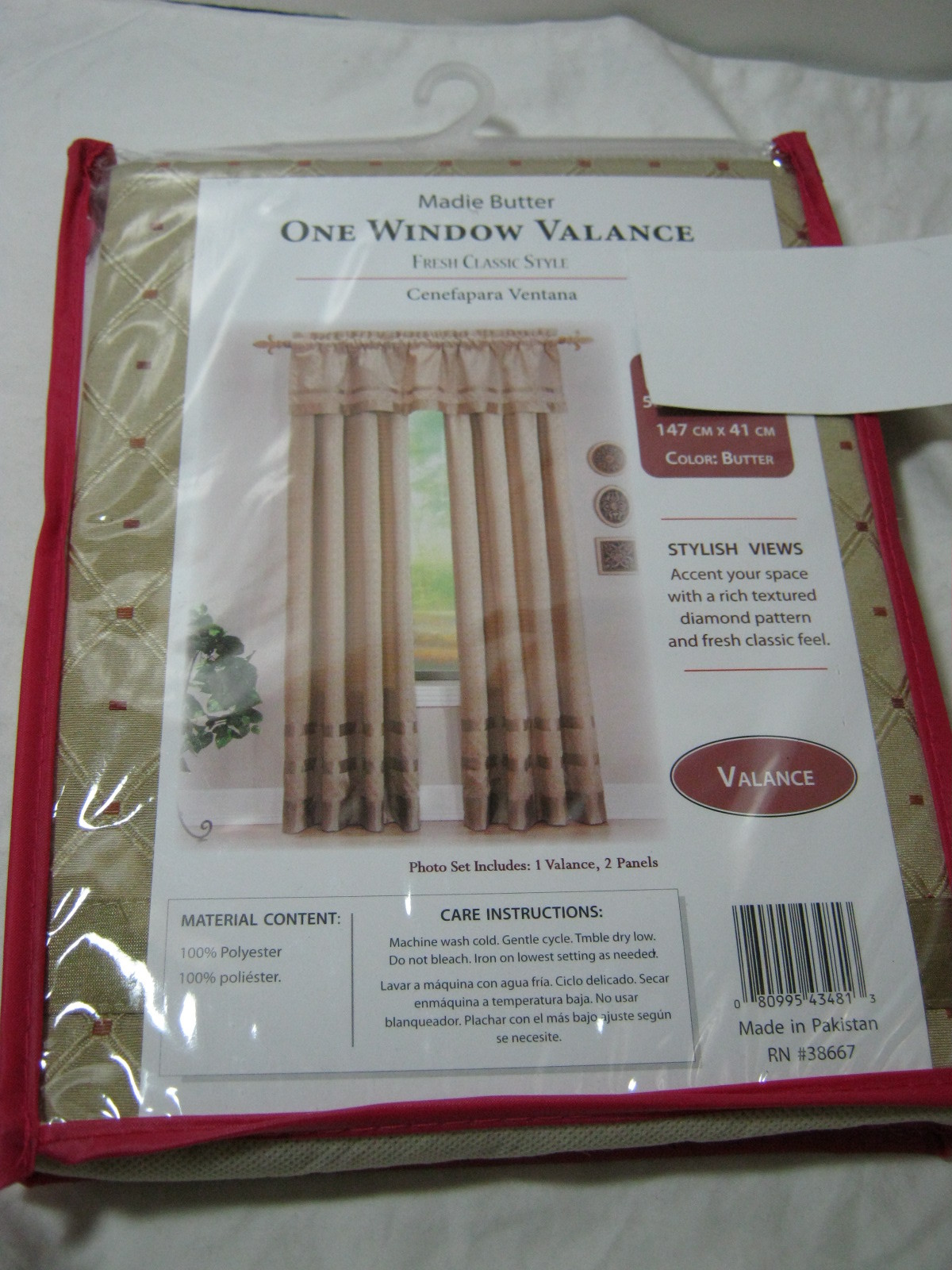 Better Homes and Gardens Classic Style Madie Butter Window Valance 58×16 NIP