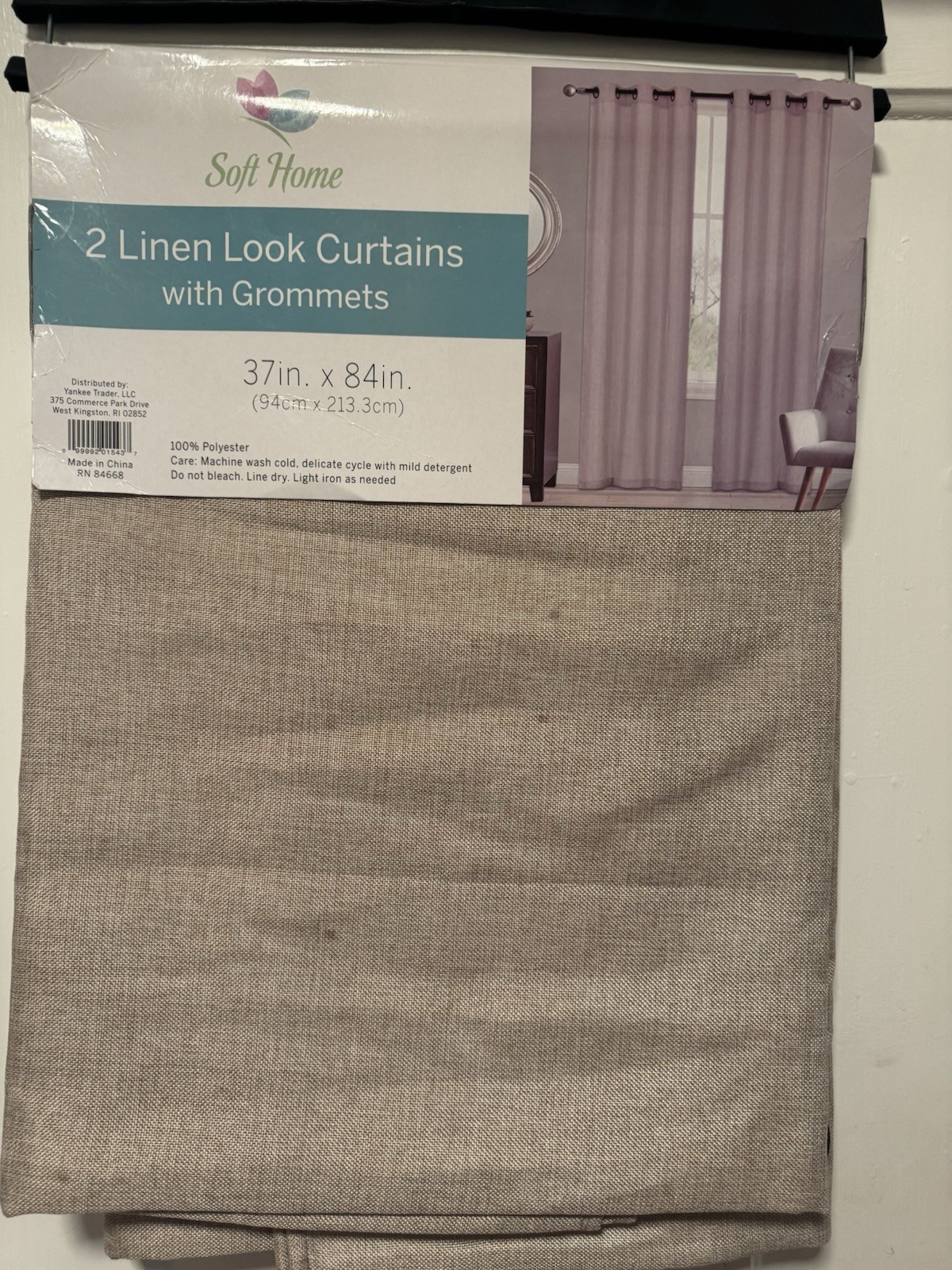Two Línen Curtains With Grommets Light Pink 37 In X 84in