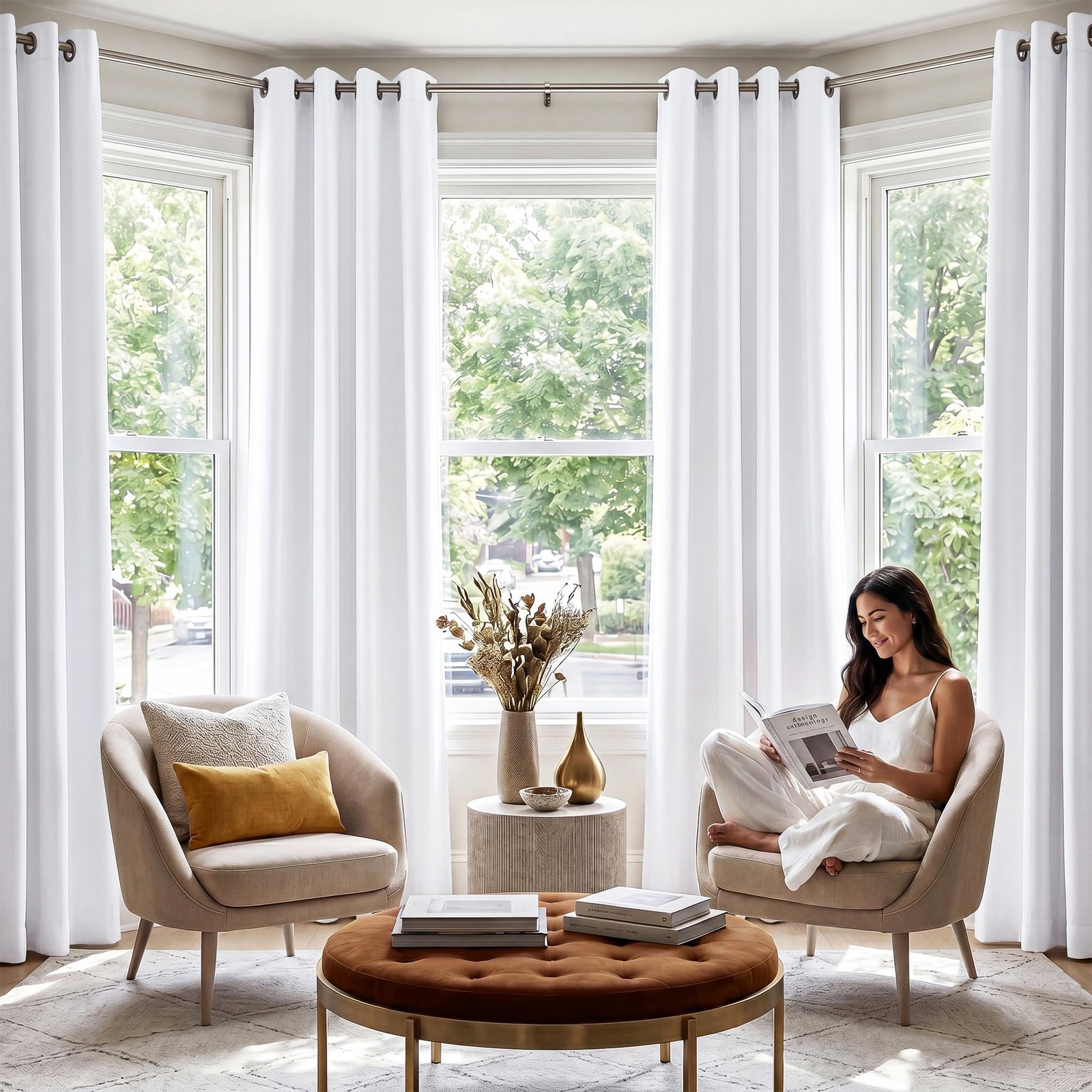 100% Blackout Window Curtain Panels, Cold and Full Light Blocking Drapes with…