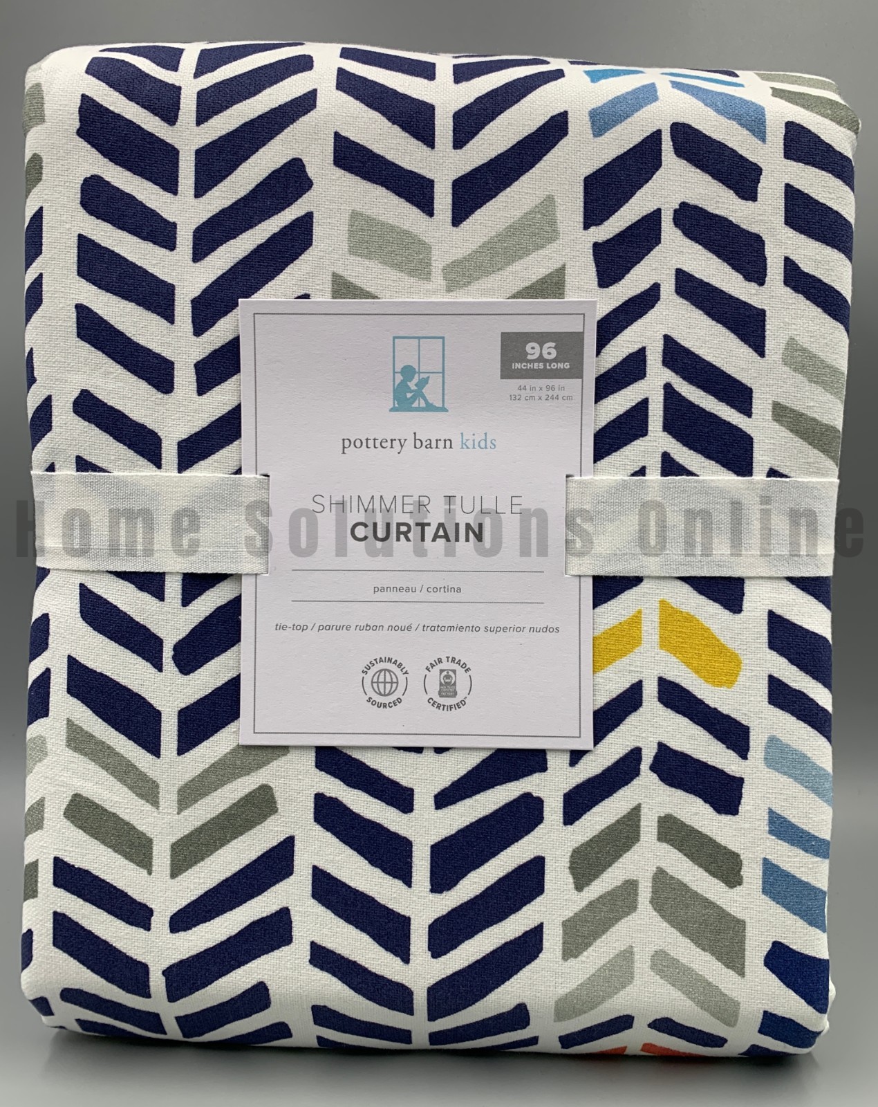 Pottery Barn Kids Broken Arrows Cotton Blackout Curtain Navy Multi 96″ #B4001