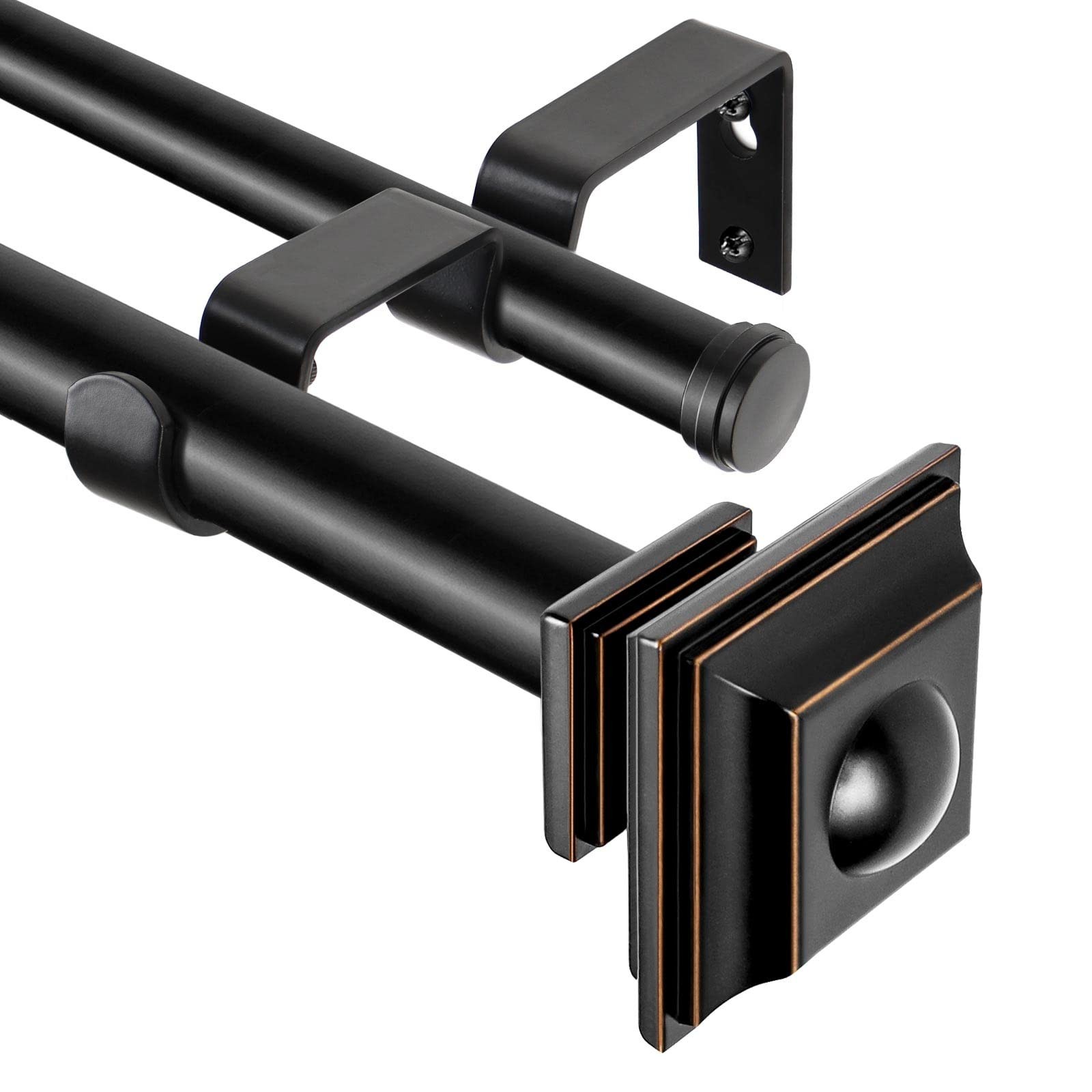 KAMANINA 1 Inch Double Curtain Rod 72 to 144 Inches (6-12 Feet) Telescoping B…