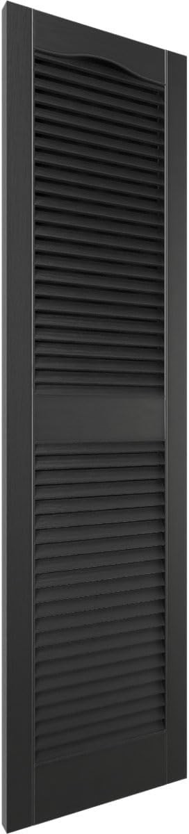 Ekena Millwork Vinyl Open Louver Shutters 14.5in W x 52in H Black Pair Durable