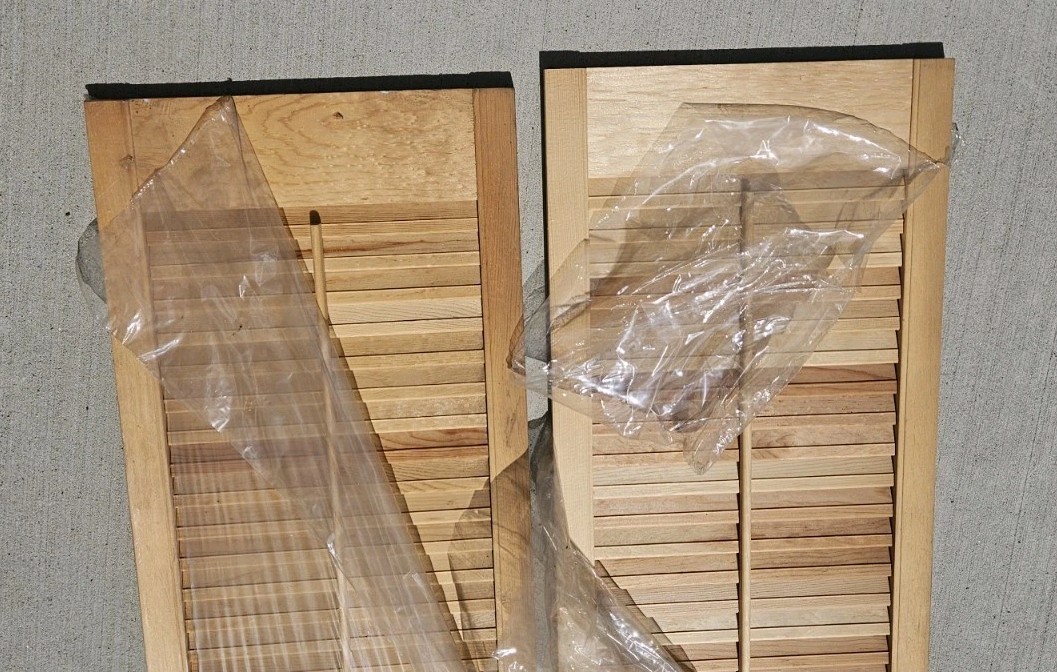 Set of 2 Vintage Wood Plantation Shutters Panels 36″ X 12″ Louver/Slats NOS