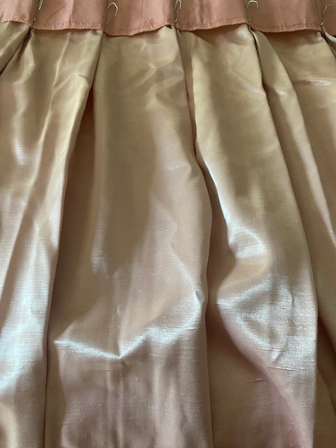 2 Vintage PINK Linen Lined Drapes Pinch Pleat 22w x62L PAIR