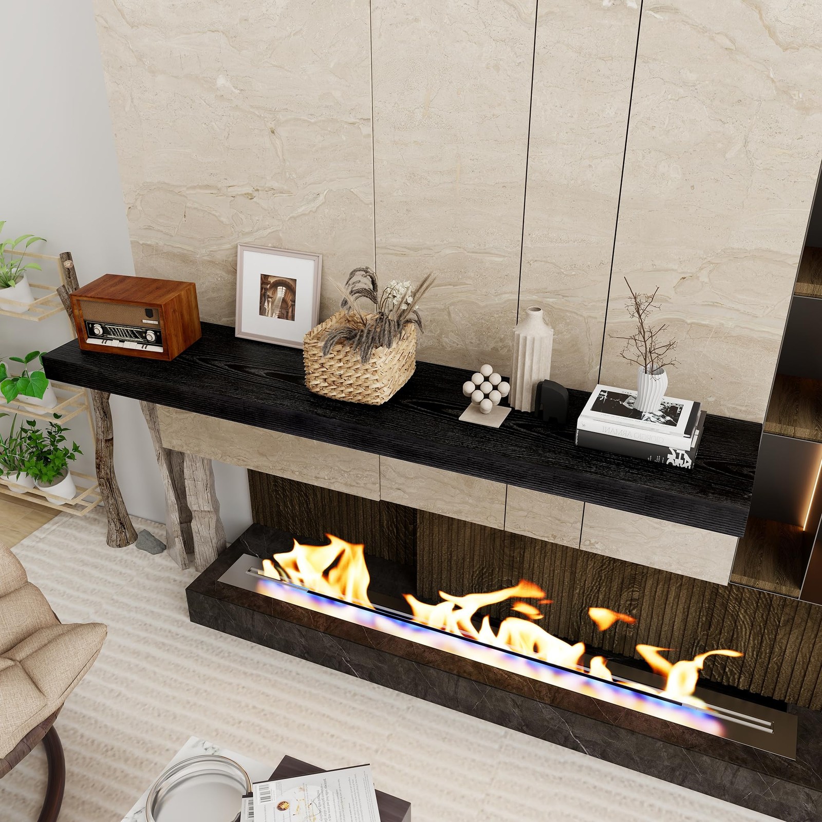 Black Floating Shelves 55 Inch Long, 12 Inch Deep Floating Shelves for Wall, …