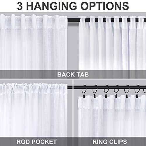 Kitchen Window Curtains Over Sink 36 Inch Length 30″W x 36″L (Pack of 2) White