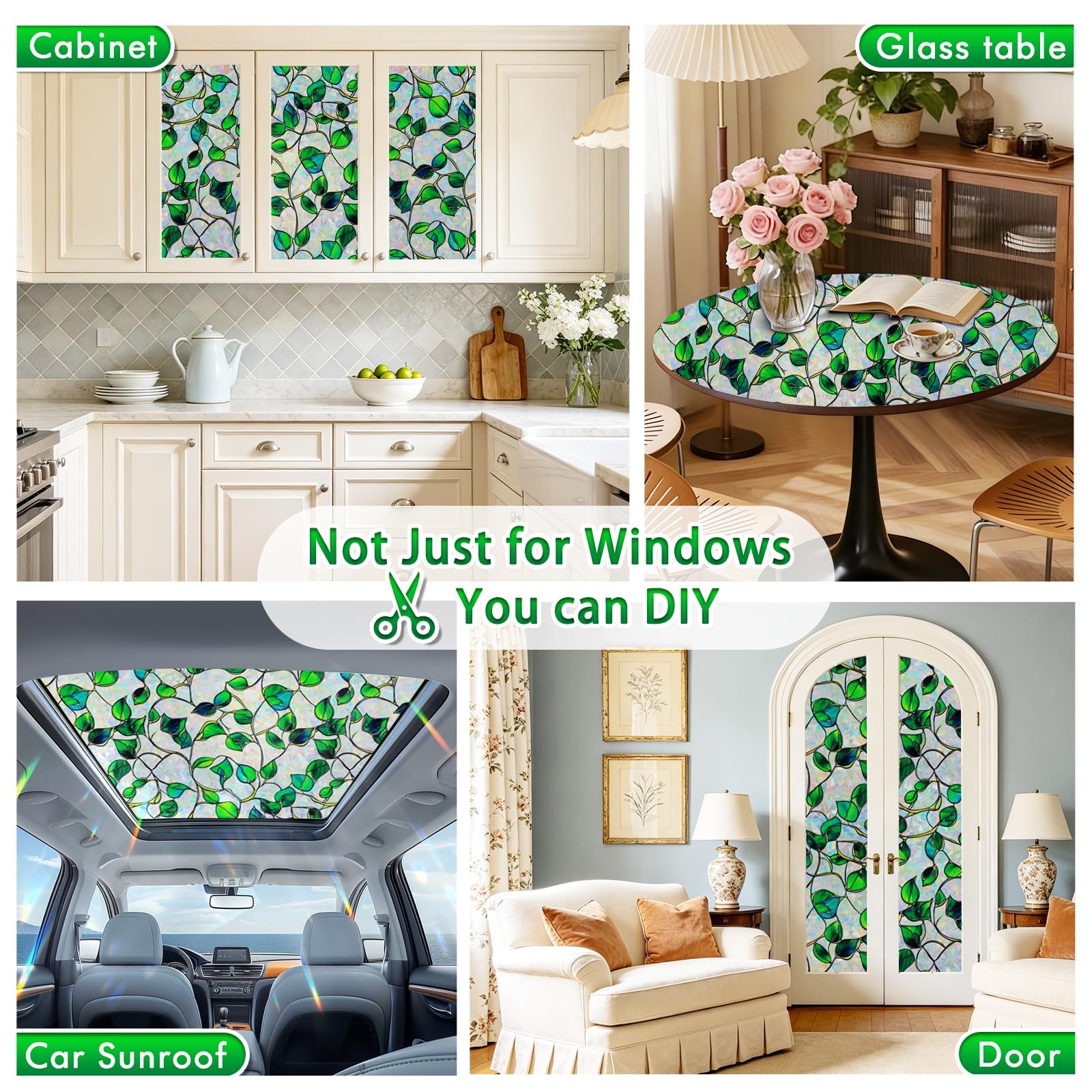 SOMWISE Rainbow Window Privacy Film,Heat Control,UV 17.5*78.5, Green&blue