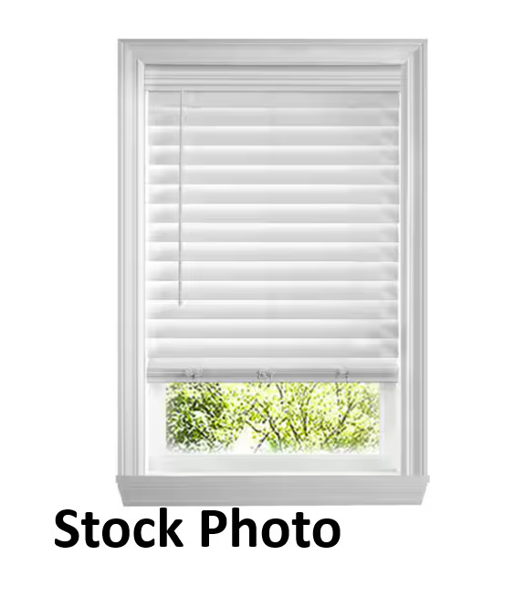 H.D.C. White Cordless Premium Faux Wood blinds with 2.5″ Slats – 24″W x 64″L