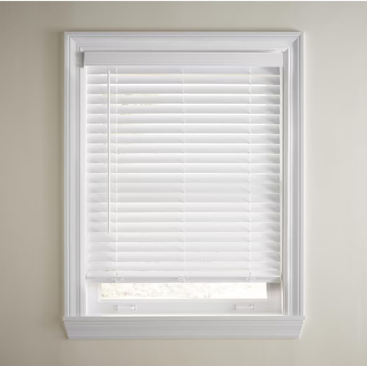 White Cordless 2in. Faux Wood Blind – 35.5in. W x 72 in. H (Actual: 35″ x 72″)