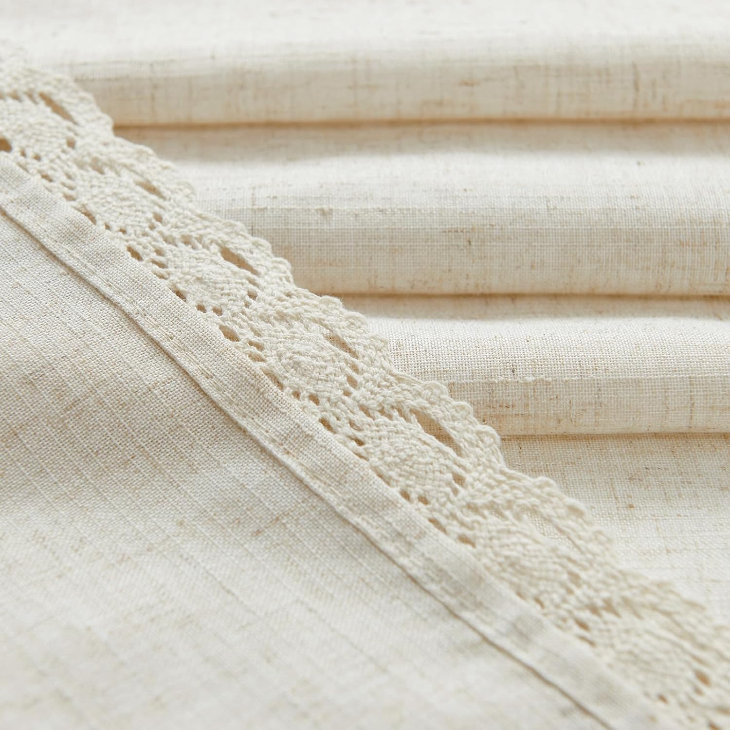 jinchan Linen Valance with Lace Trim Farmhouse Rustic Valance Curtain for Window