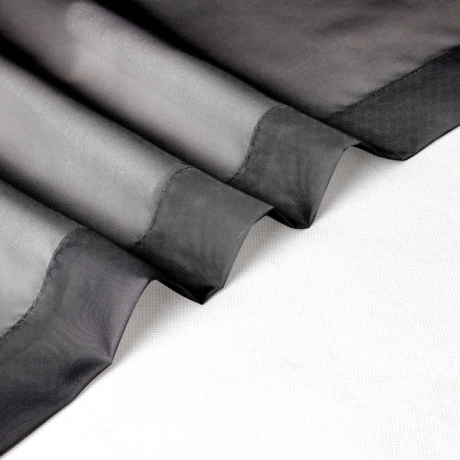 Chyhomenyc Black Sheer Valances for Windows 2 42″W x 14″L (Pack of 2),