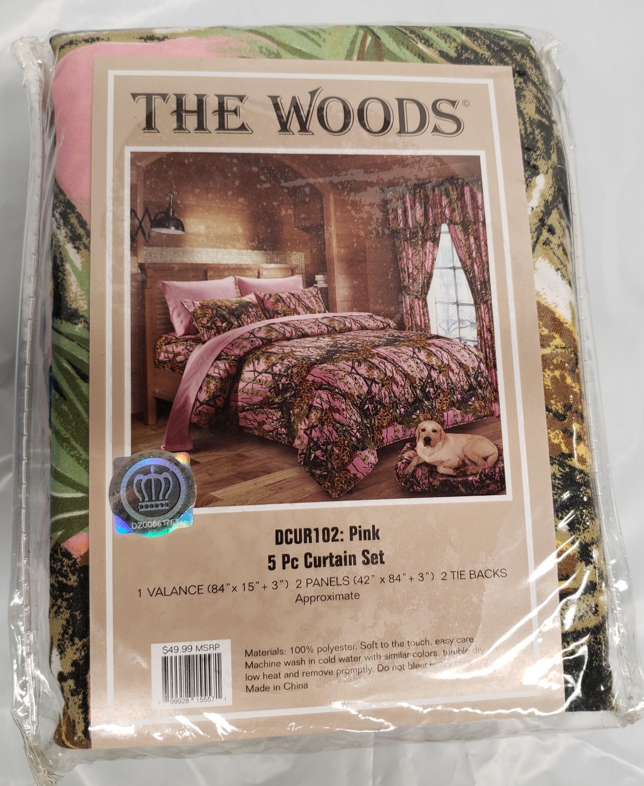 5 pc Printed Window Curtains Panels Set (42″ x 84″), TREES IN THE WOODS, pink