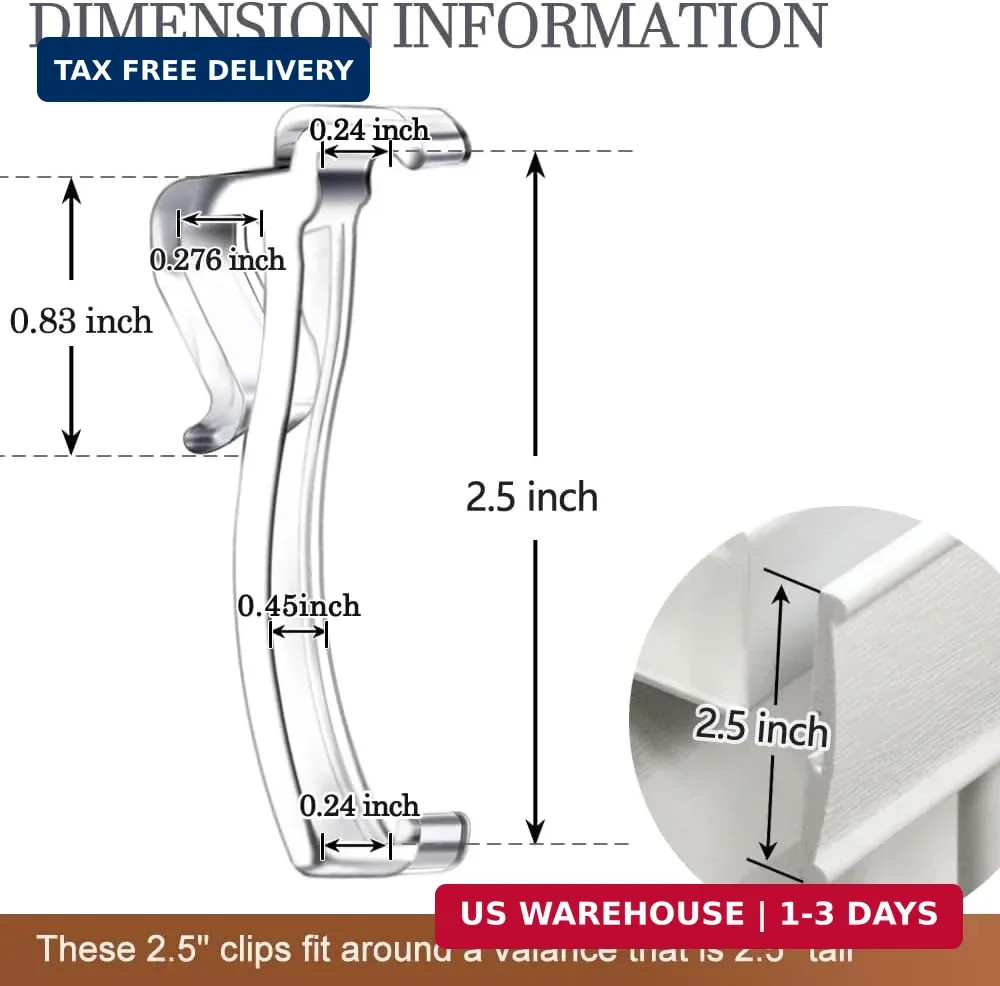 2.5 Inch Valance Clips for Horizontal Blind Valance (12 Pieces)