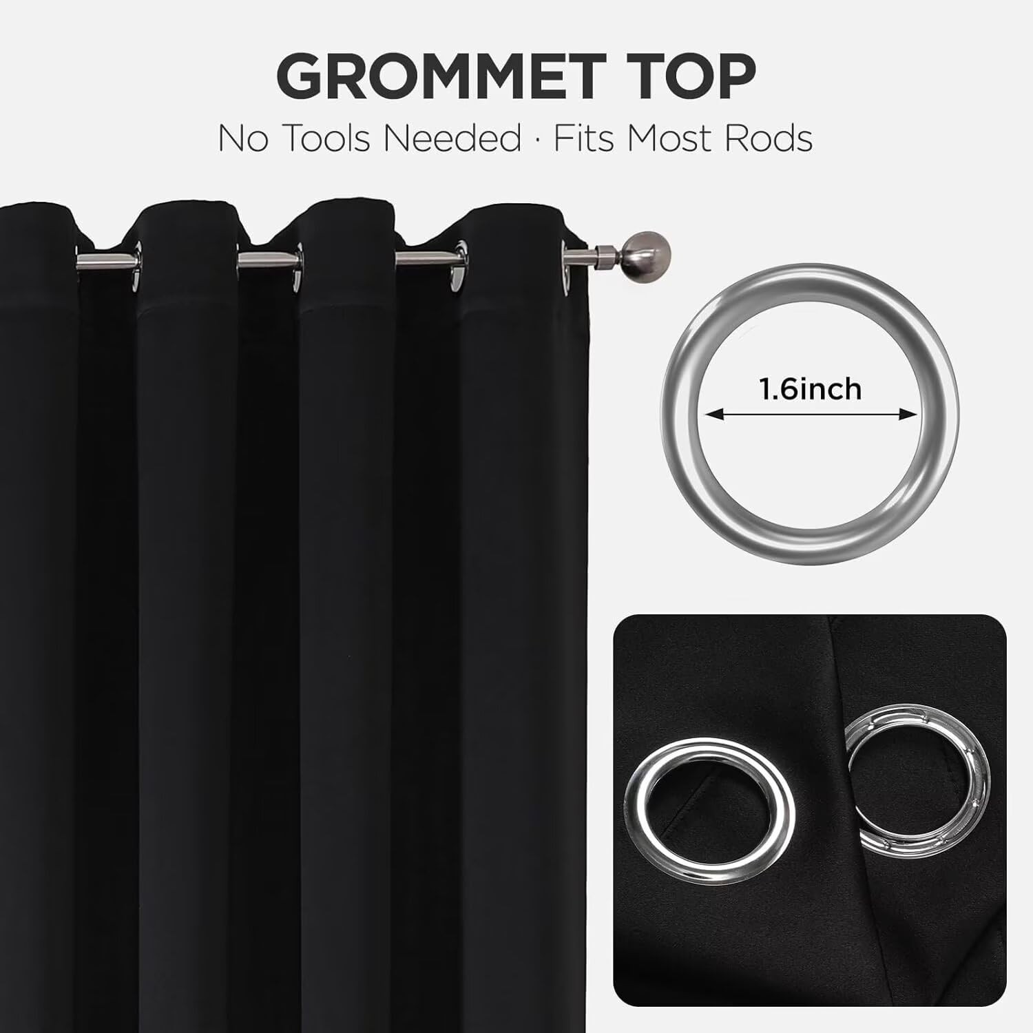 Joydeco Blackout Curtains For Bedroomblack Out Curtains 84 Inch Long Black