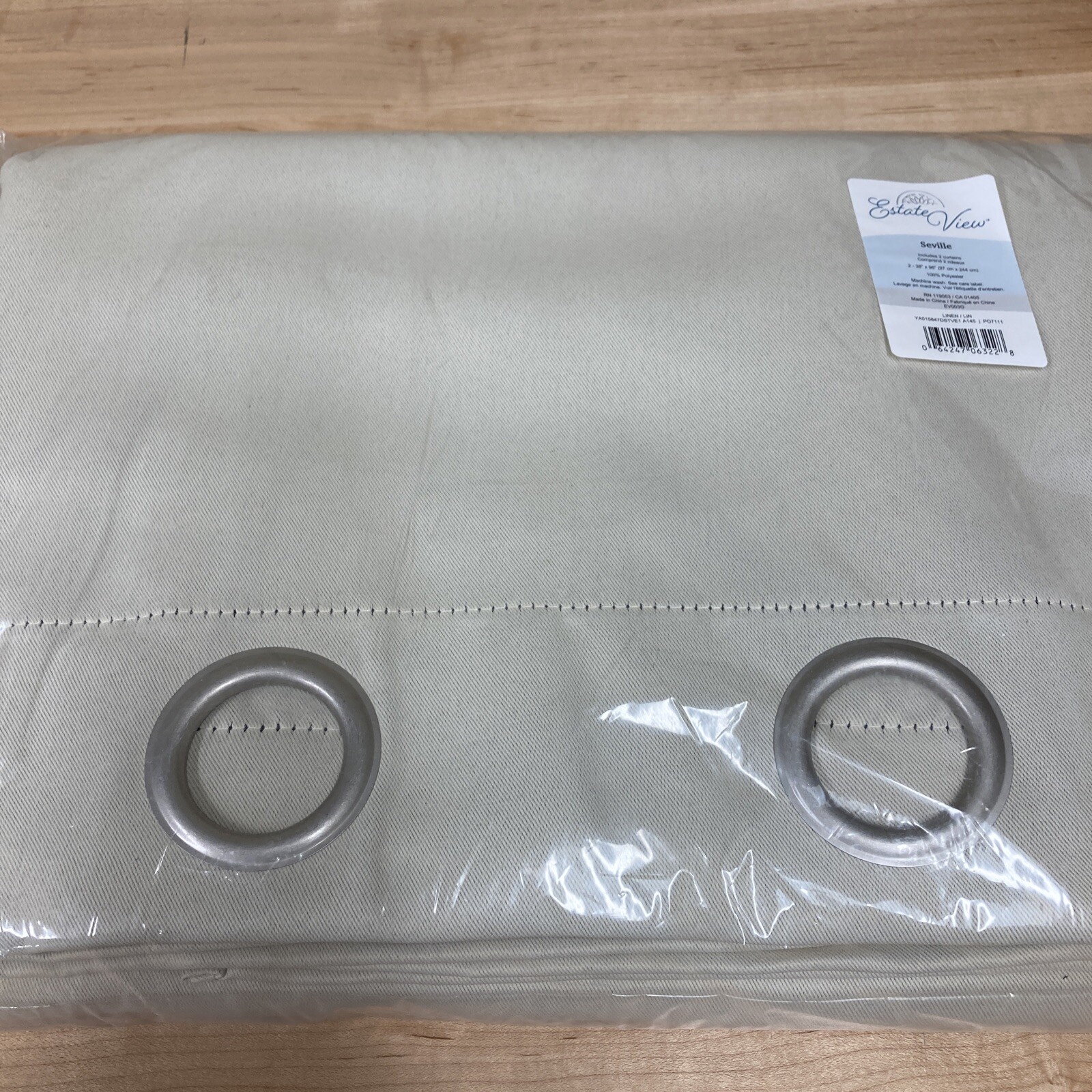 Estate View™ Seville Solid Room Darkening Grommet Top Curtain Panel Linen 38×96