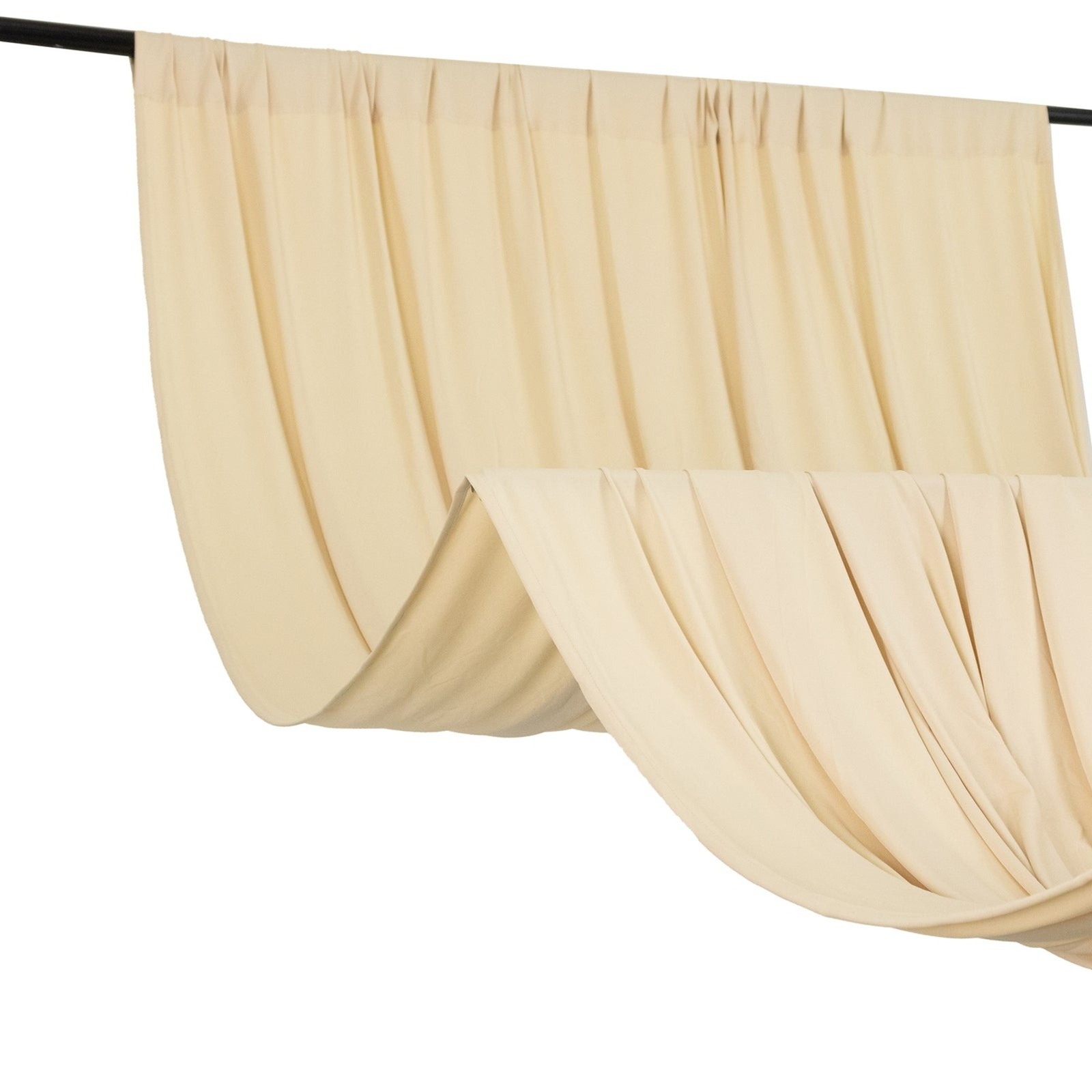 16 ft BEIGE 4-Way Stretch Spandex Divider Backdrop Curtain Party Wedding