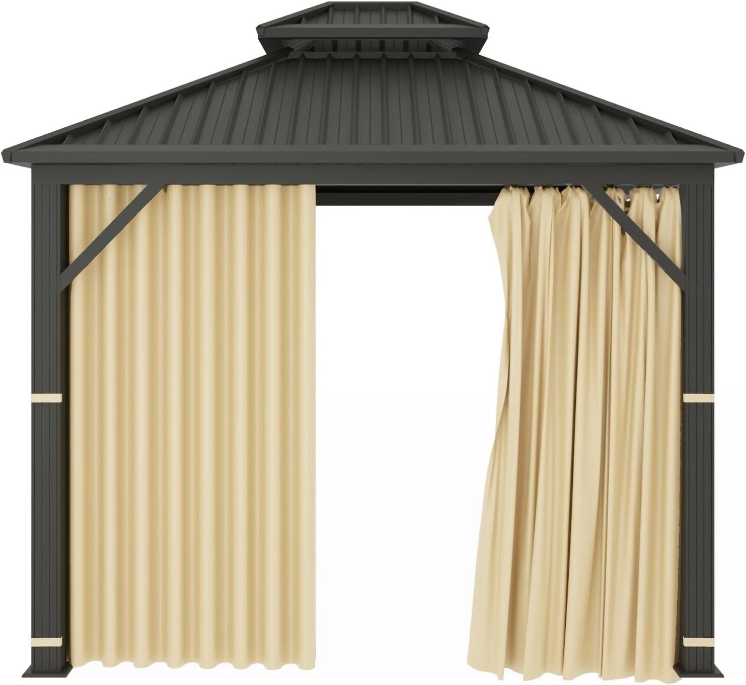 Universal Beige Replacement Privacy Curtain for 10′ x 10′ Gazebos – Easy Install