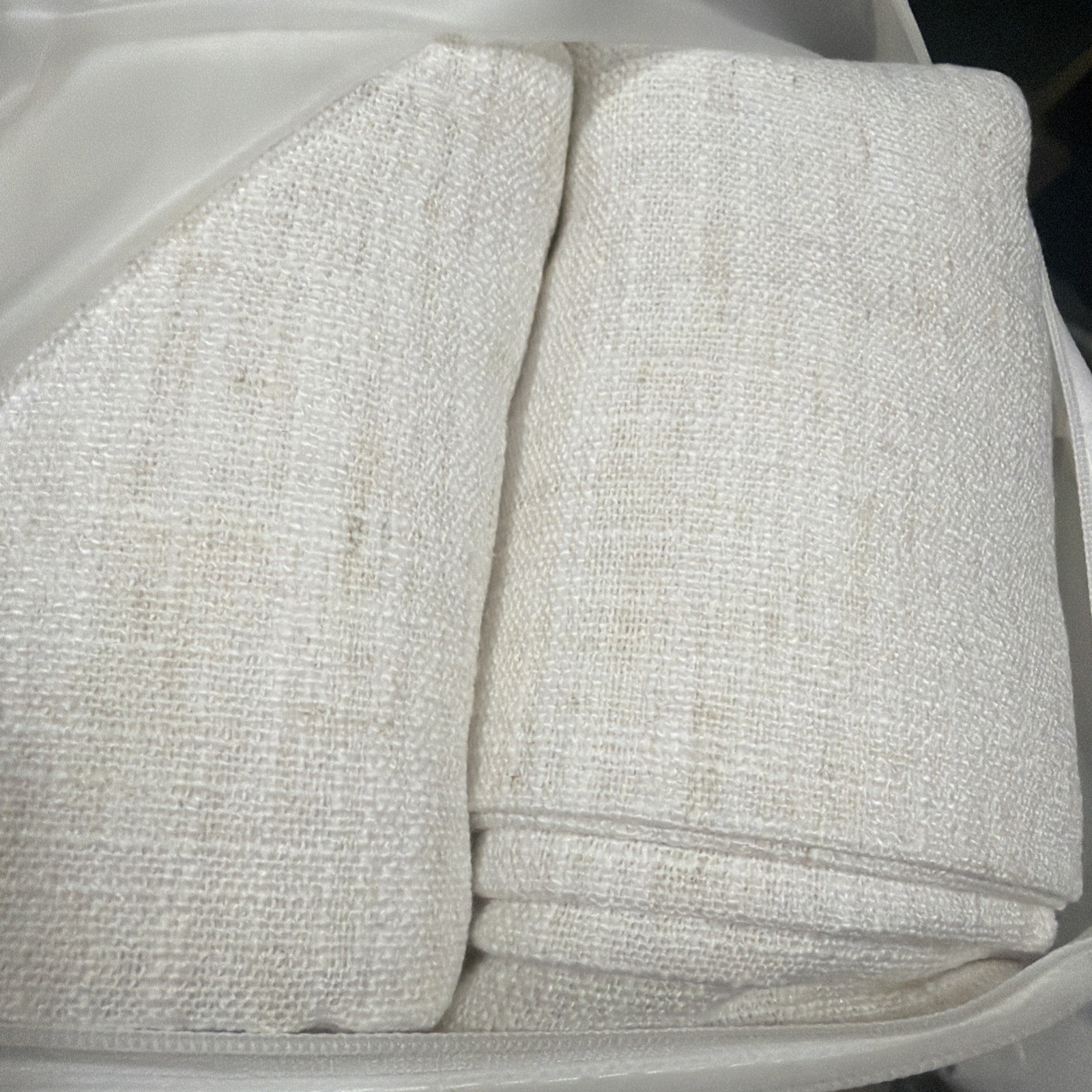 TWOPAGES Liz Linen Drape Pleated Curtains (1) 52”Wx96”L Ivory White Unlined
