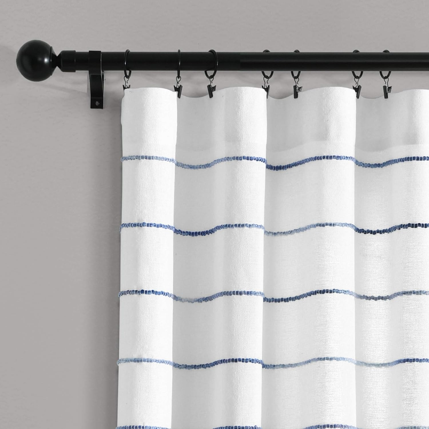 Ombre Stripe Curtain Panel Set, 2, 40”W X 84”L, Navy, Recycled Cotton/Polyeste