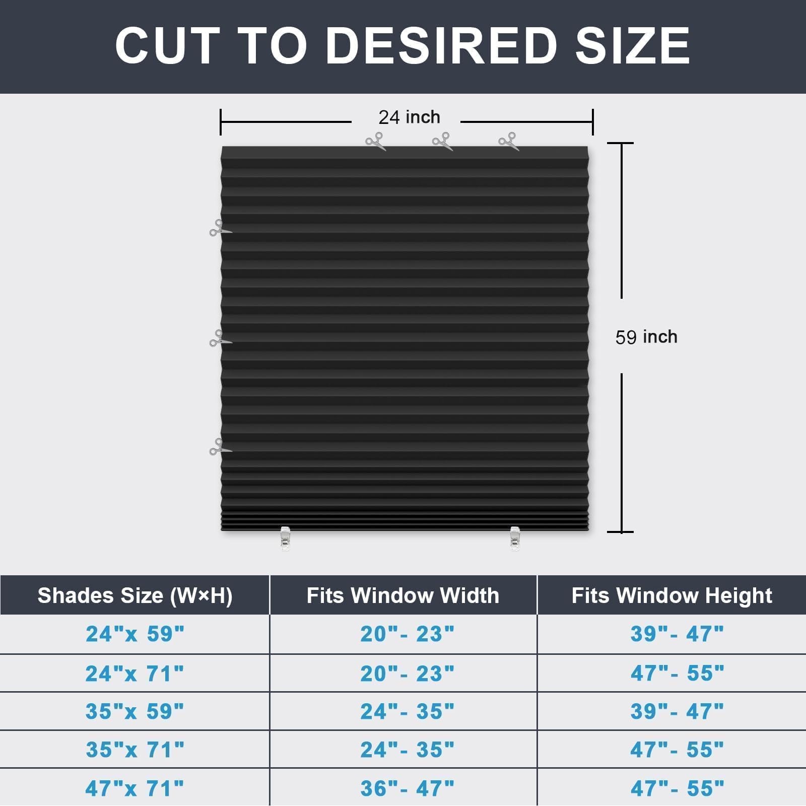 6 Pack Temporary Blackout Blinds for Indoor Windows No Drill, 24″ W x 59″ H A…