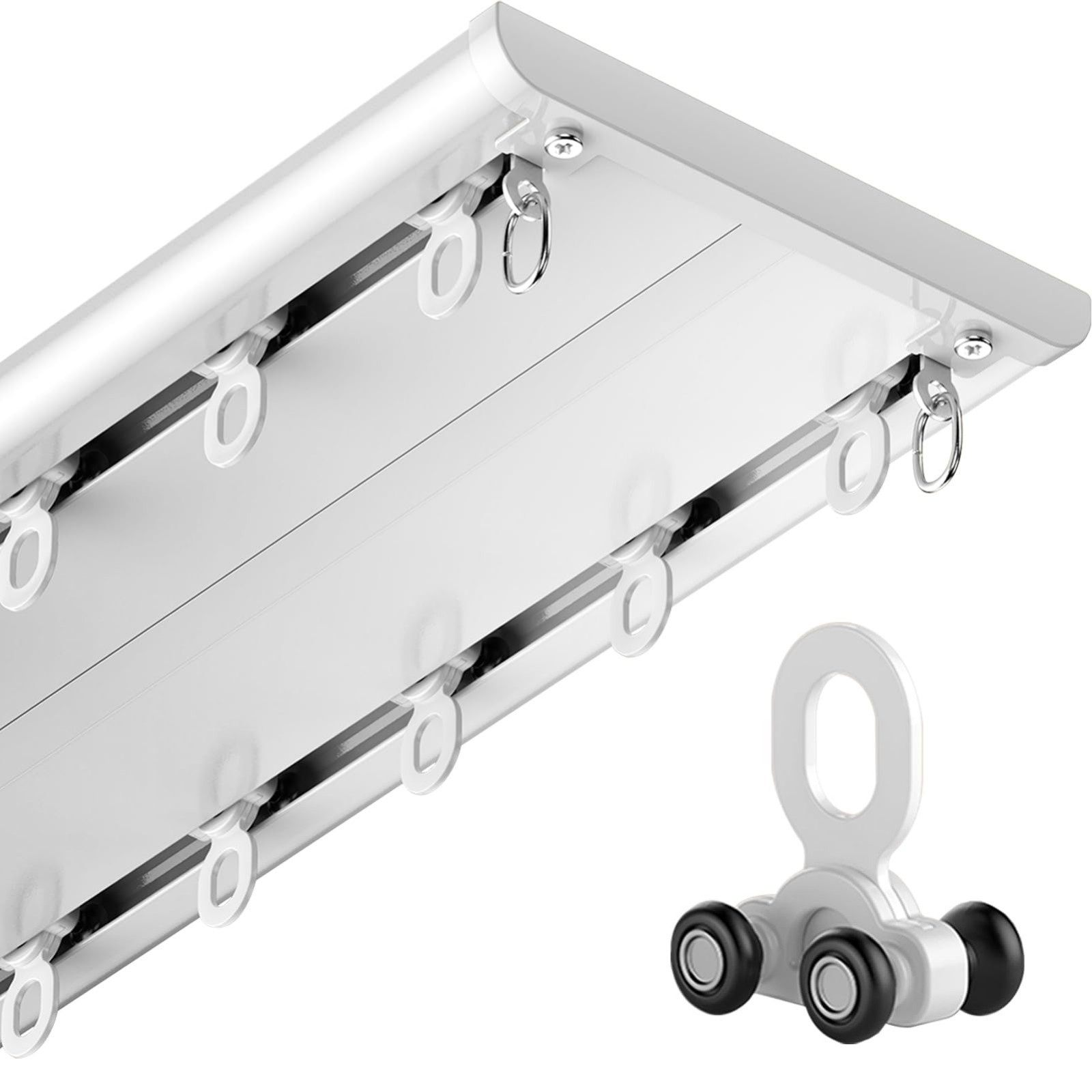 Heavy Duty Double Row Ceiling Curtain Track Set – Bendable Rail for Room Divider