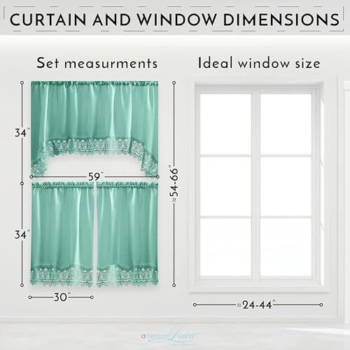 American Linen Café Curtains for Kitchen, Bathroom Curtains Assorted Colors