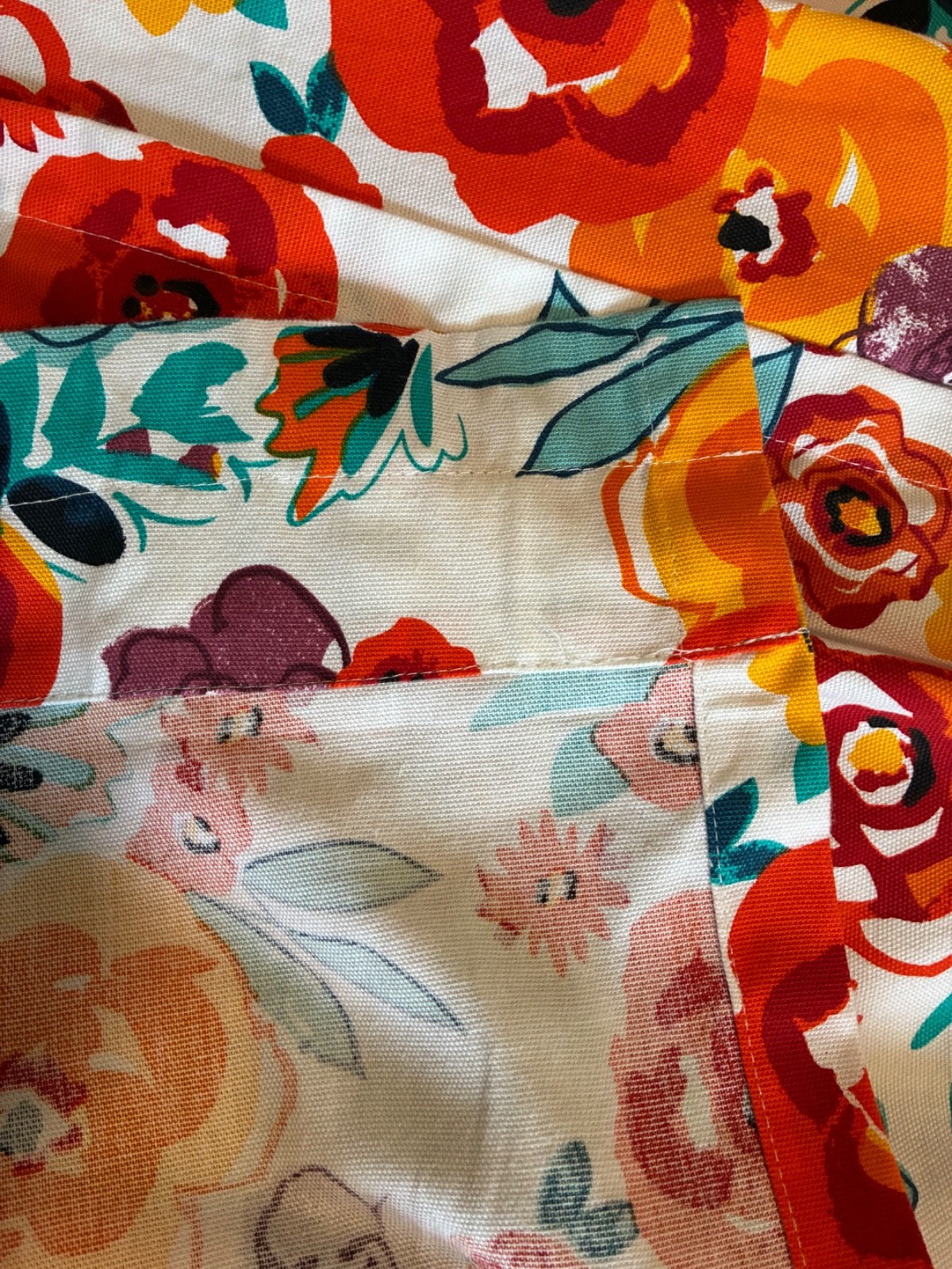 Pioneer Woman Long Curtains in Floral Flea Market Design, Bright and Colorful