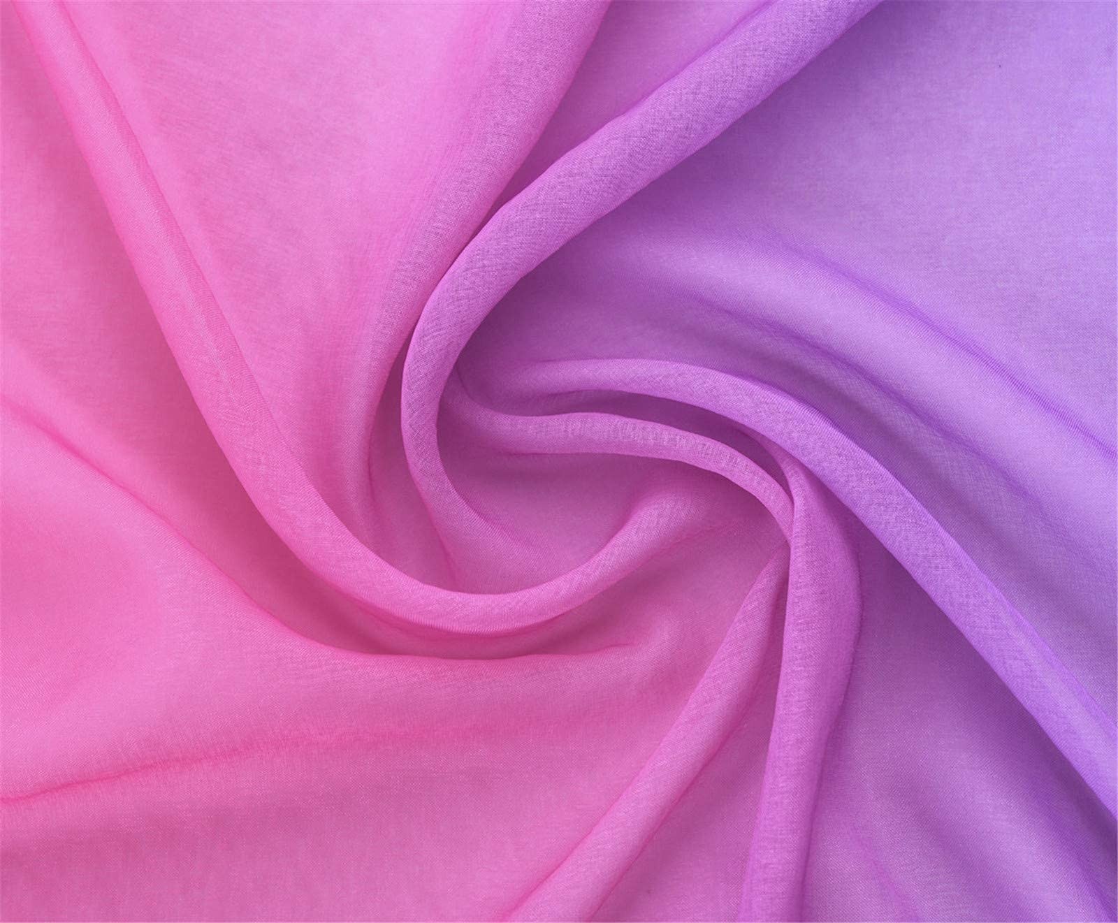 2 Panel Ombre Sheer Curtains 40×63 Pink Purple Rod Pocket Girls Bedroom Drapes